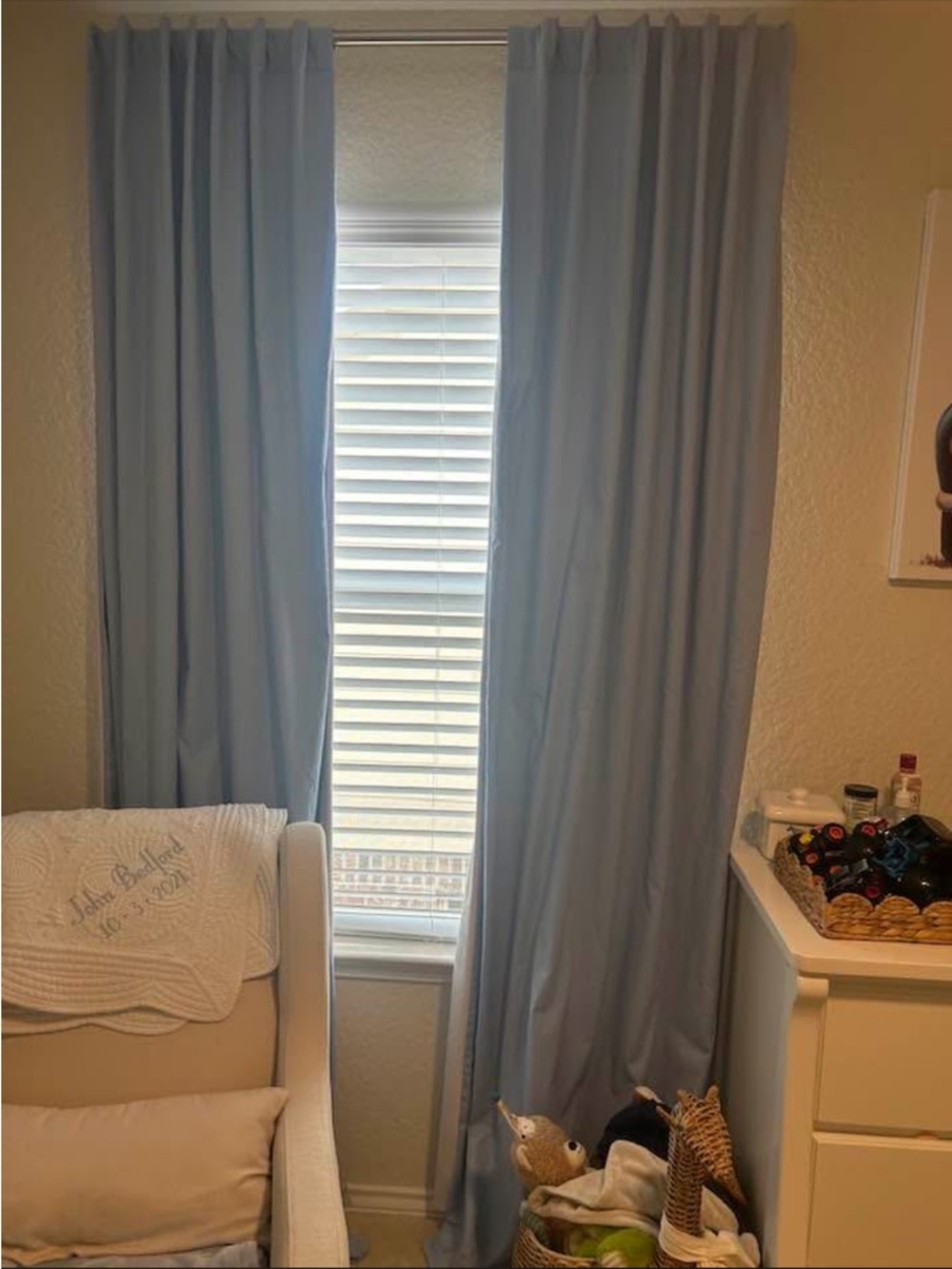 Baby blue curtains